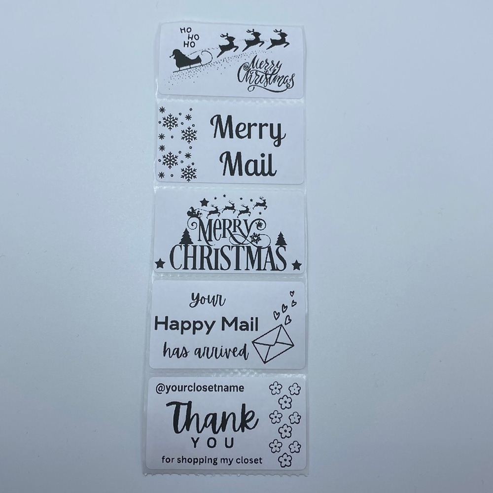 Personalized Custom Thermal Thank You & Christmas Package Stickers Labels - Picture 1 of 4